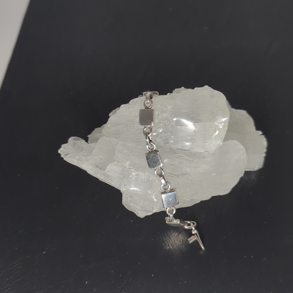 Taxco Sterling Silver Square Link Bracelet 6.5 Inches 19 Grams Beautiful 🌸